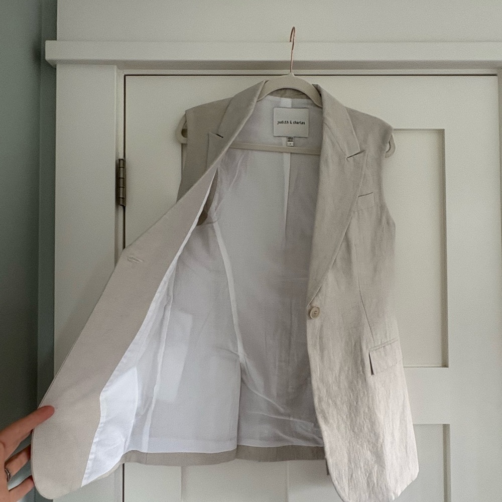 Judith & Charles Ambroise Vest in Linen Twill Sz 2 - Picture 6 of 9